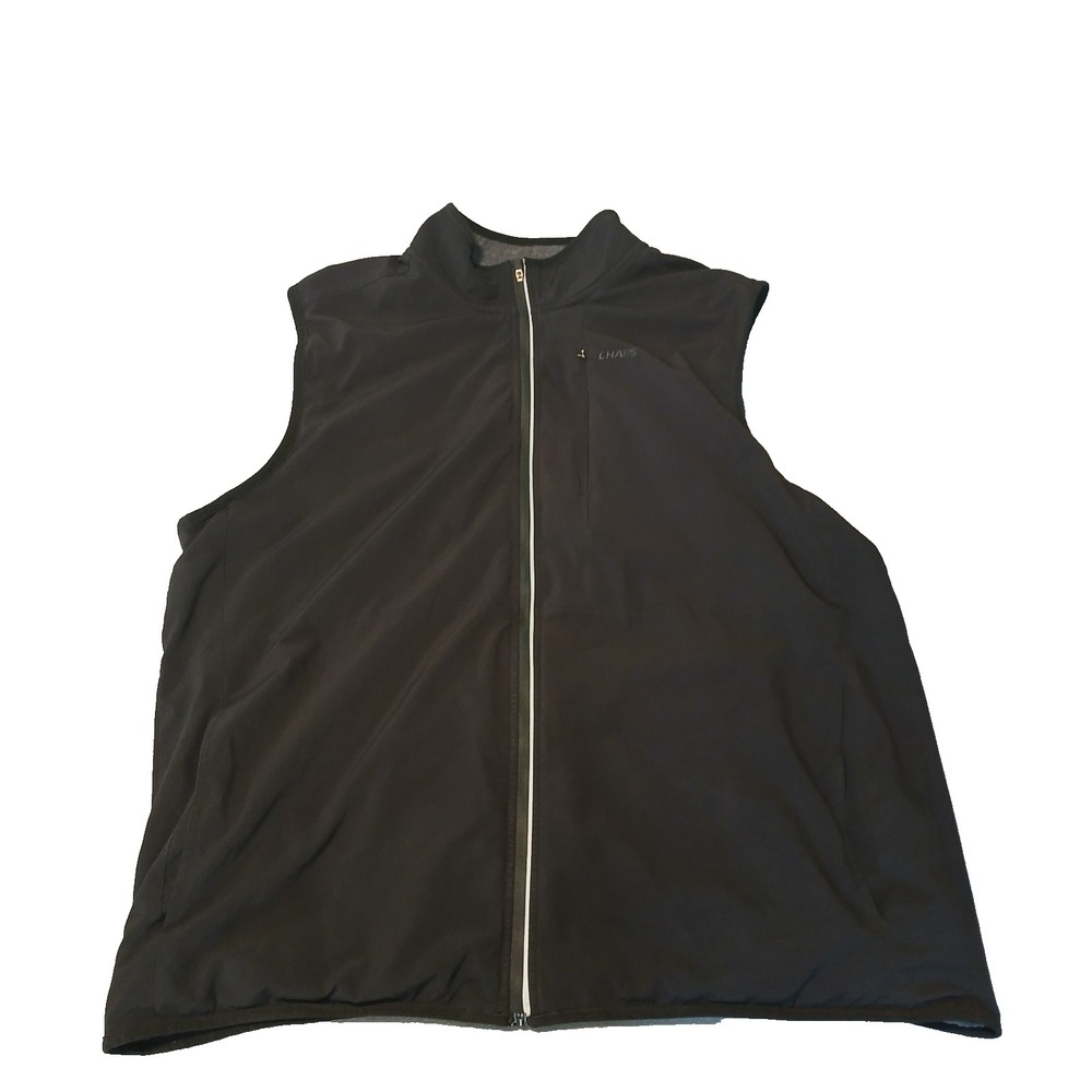 Chaps Men's Size 2XL Golf Sleeveless‎ Full Zip Pockets Woven Vest Black